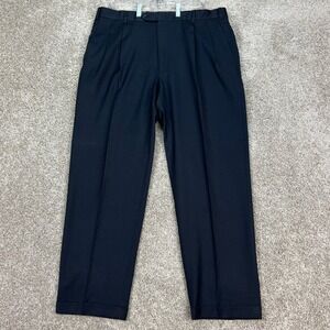 Kirkland Signature Pants‎ Mens 38x30 Navy Blue Wool Pleated Cuffed Italy Made